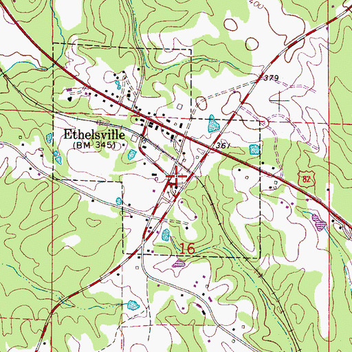 Topographic Map of Ethelsville Cemetery, AL