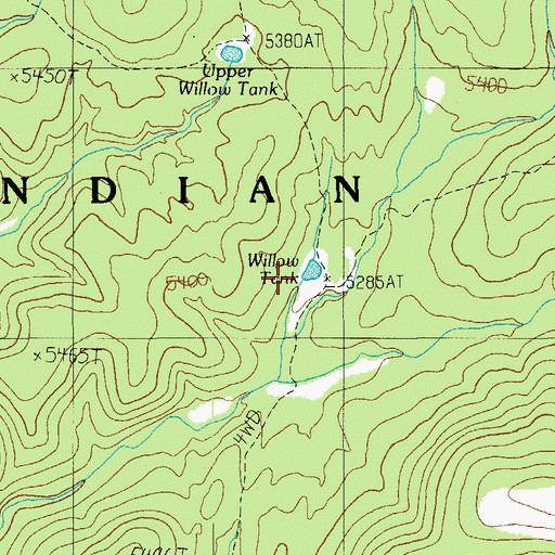 Topographic Map of Willow Tank, AZ