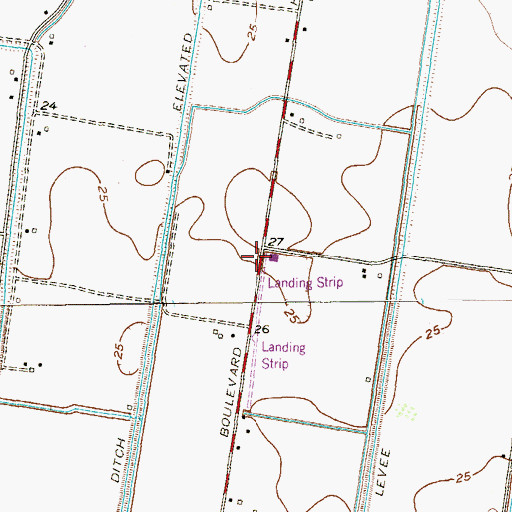 Topographic Map of Farm Services Inc Airport, TX