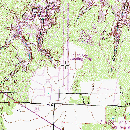 Topographic Map of Robert Lee Airport, TX
