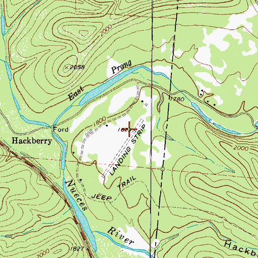 Topographic Map of Hackberry Ranch Airport, TX