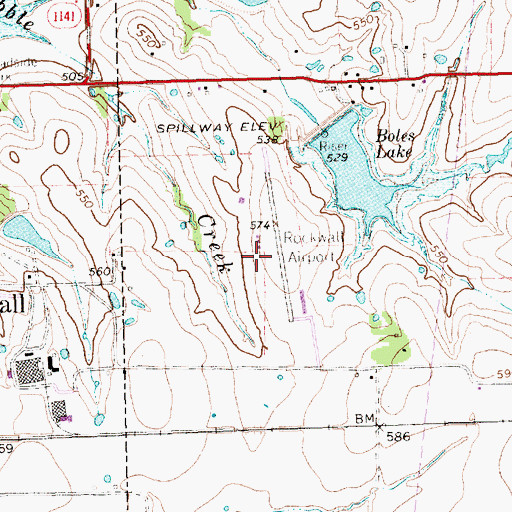 Topographic Map of Ralph M Hall/Rockwall Municipal Airport, TX