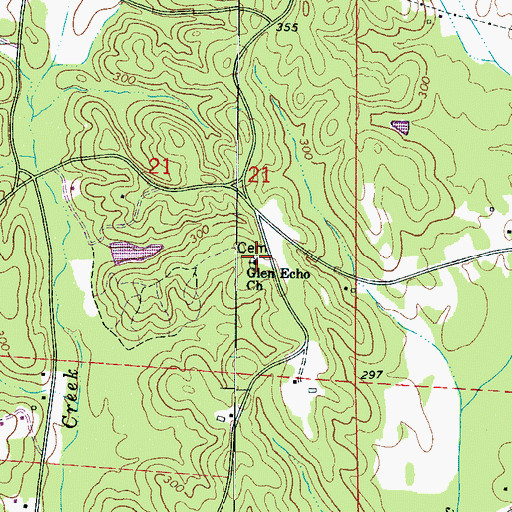 Topographic Map of Glen Echo Cemetery, AL