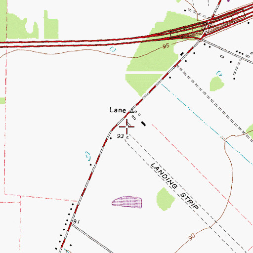 Topographic Map of Lane Airpark, TX