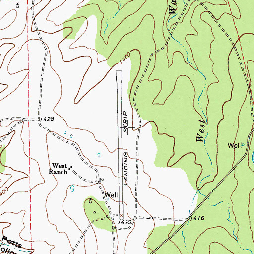 Topographic Map of West Ranch Airport, TX