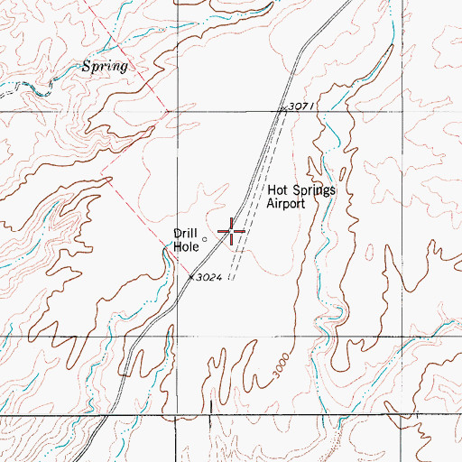 Topographic Map of Hot Springs Airport, TX