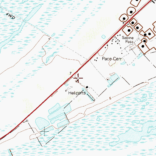 Topographic Map of Air Logistics Sabine Heliport, TX