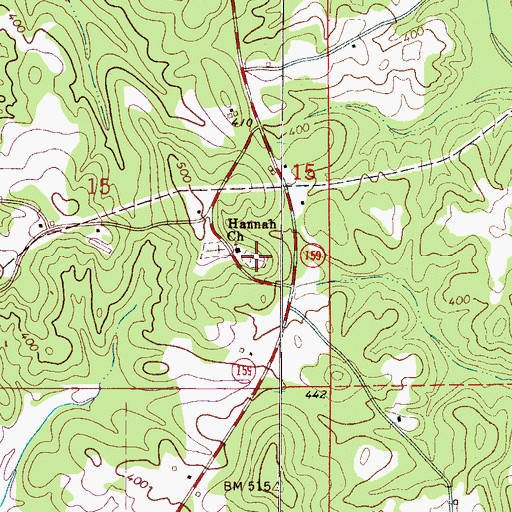 Topographic Map of Hannah Cemetery, AL