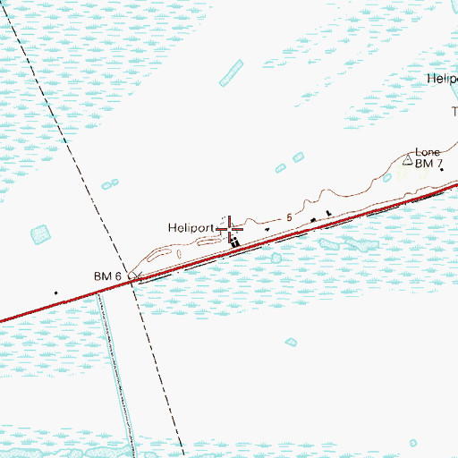 Topographic Map of Era Helicopters Sabine Base Heliport, TX