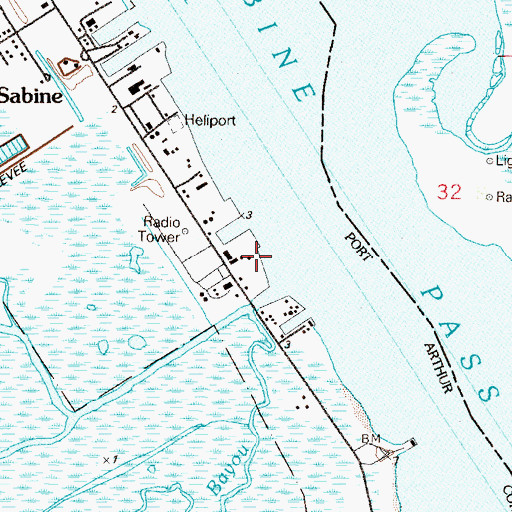 Topographic Map of Arco Sabine Heliport, TX
