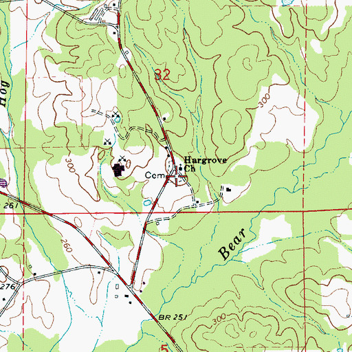 Topographic Map of Hargrove Cemetery, AL
