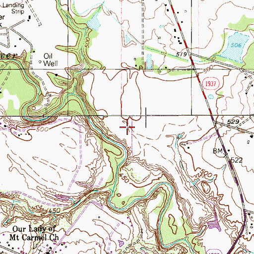 Topographic Map of A W Ranch Airport (historical), TX