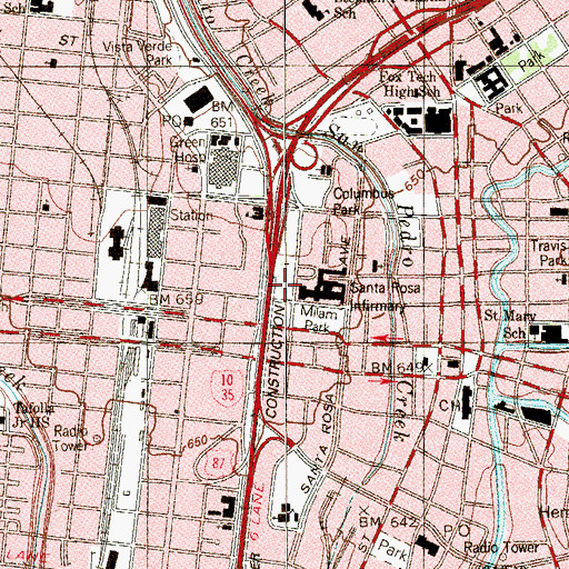Topographic Map of Santa Rosa Helistop, TX