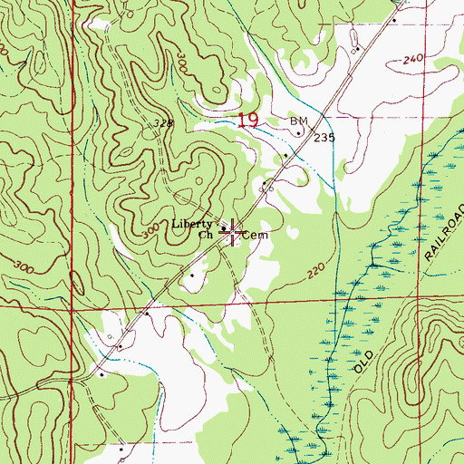 Topographic Map of Liberty Cemetery, AL