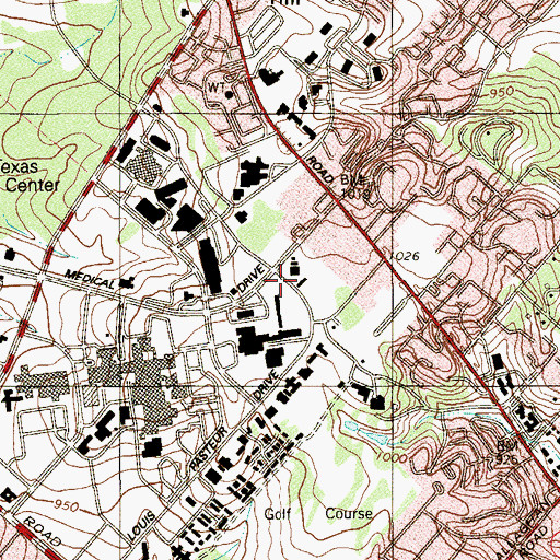 Topographic Map of Methodist Hospital Heliport, TX
