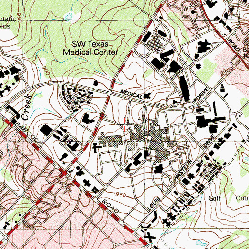 Topographic Map of Bexar County Hospital Heliport, TX