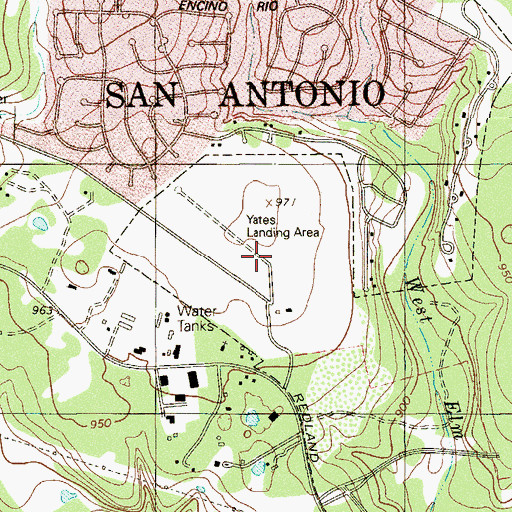 Topographic Map of Yates Airport, TX