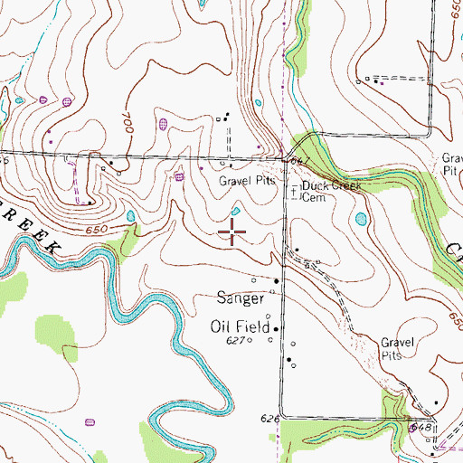Topographic Map of Flying V Airport (historical), TX