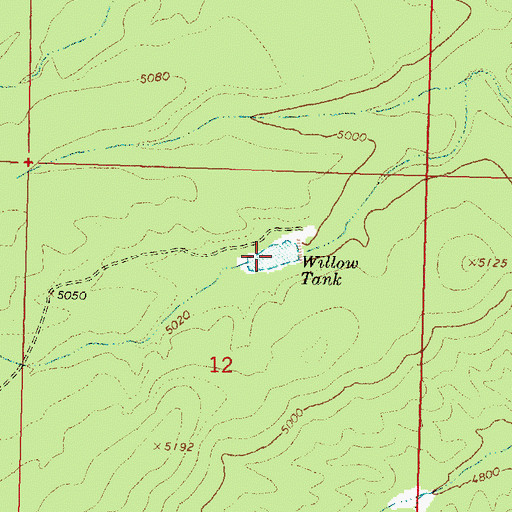 Topographic Map of Willow Tank, AZ