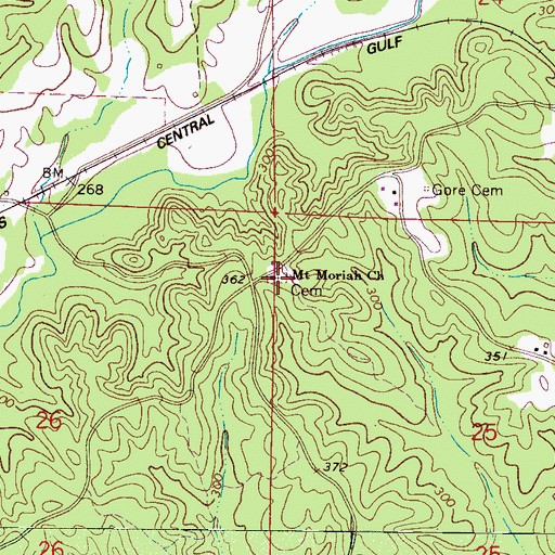 Topographic Map of Mount Moriah Cemetery, AL