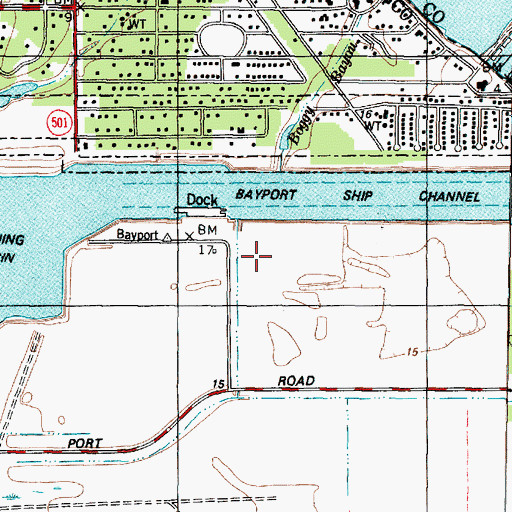 Topographic Map of Fina Bayport Heliport, TX