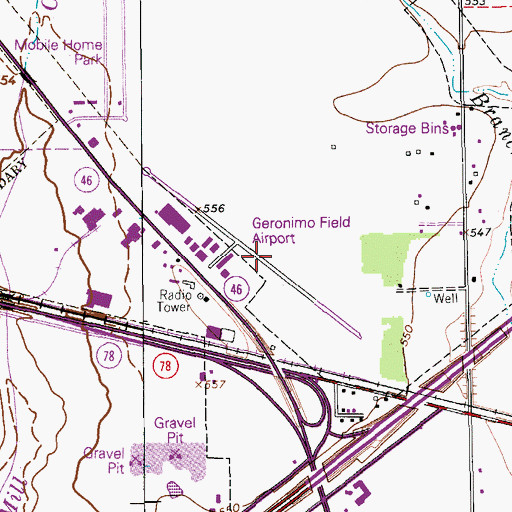 Topographic Map of Geronimo Field (historical), TX