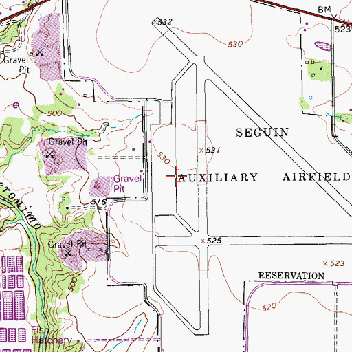 Topographic Map of Randolph Air Force Base Auxiliary Field, TX