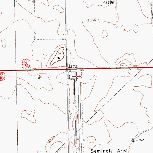 Topographic Map of Seminole Spraying Service Airport, TX