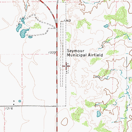 Topographic Map of Seymour Municipal Airport, TX