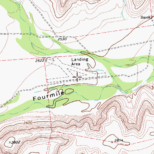 Topographic Map of Smokey Mountain Ranch Airport, TX