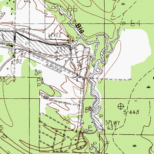Topographic Map of Lake Water Wheel Airport, TX
