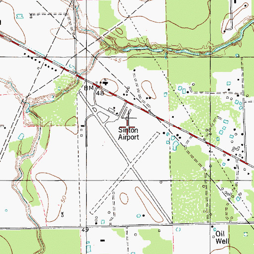Topographic Map of Alfred C 'Bubba' Thomas Airport, TX