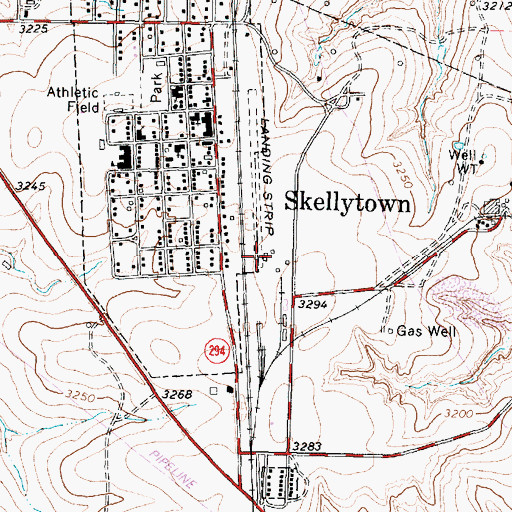 Topographic Map of Skellytown Airport, TX