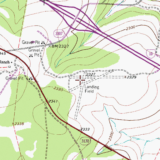 Topographic Map of Allison Ranch Airport (historical), TX