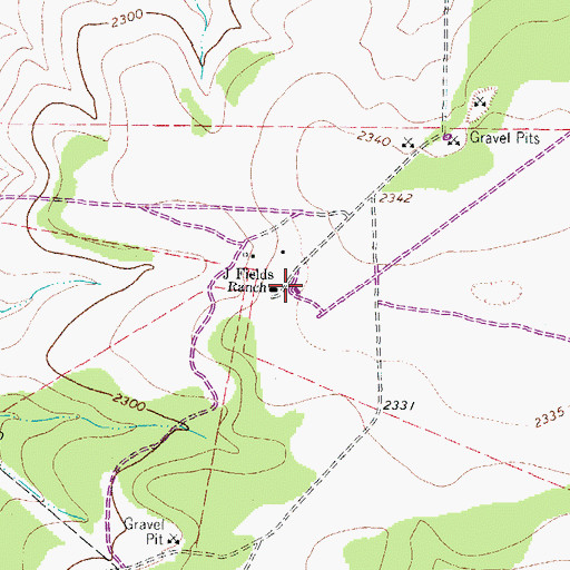 Topographic Map of John Fields Ranch Airport, TX