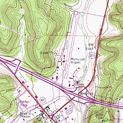 Topographic Map of Sonora Municipal Airport, TX
