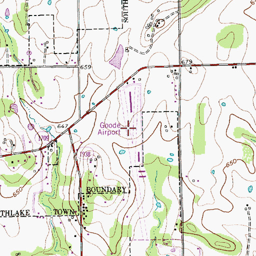 Topographic Map of Goode Airport (historical), TX