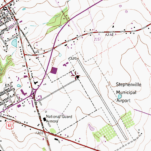 Topographic Map of Stephenville Clark Regional Airport, TX