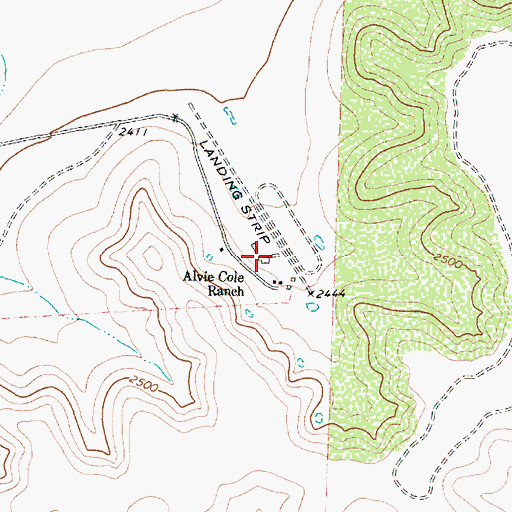 Topographic Map of Alvie Cole Ranch Airport, TX