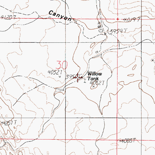 Topographic Map of Willow Tank, AZ
