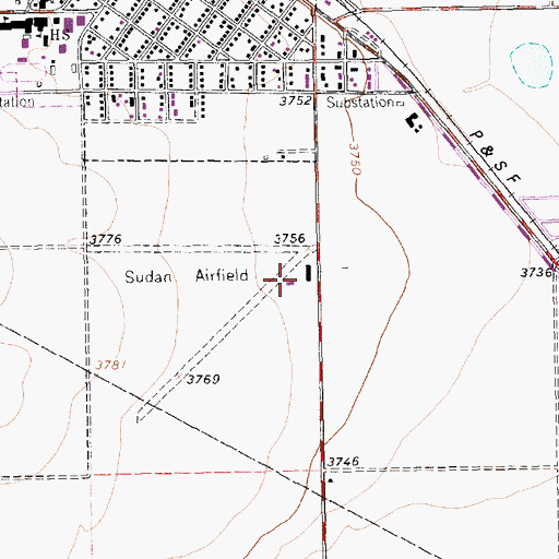 Topographic Map of Sudan Airport, TX