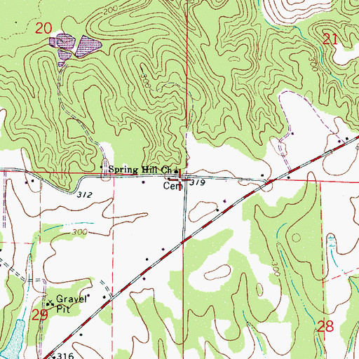 Topographic Map of Spring Hill Cemetery, AL