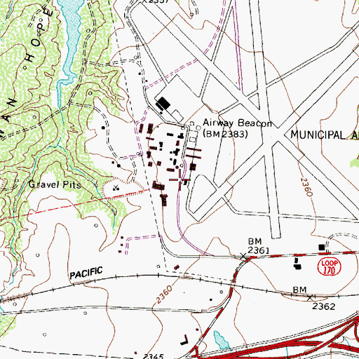 Topographic Map of Avenger Field, TX