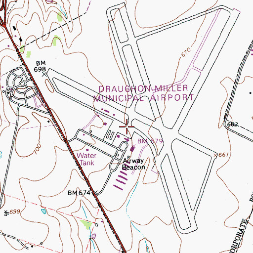 Topographic Map of Draughon-Miller Central Texas Regional Airport, TX