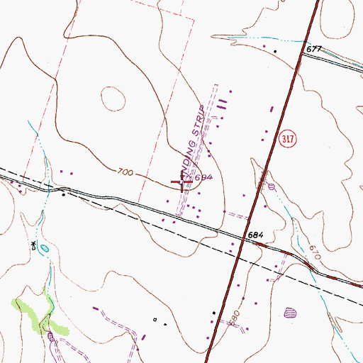 Topographic Map of Charping Airport, TX