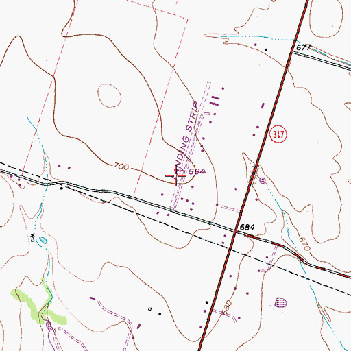 Topographic Map of Charping Airport, TX