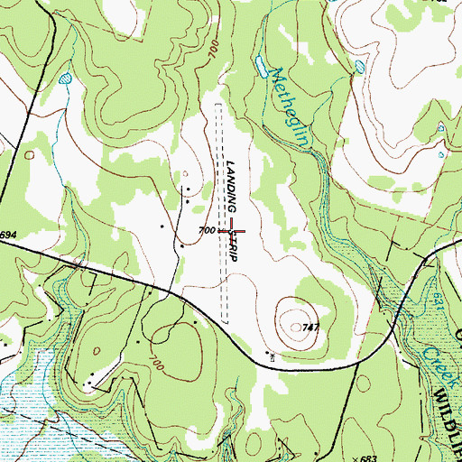 Topographic Map of Woody Mc Clellan Ranch Airport, TX