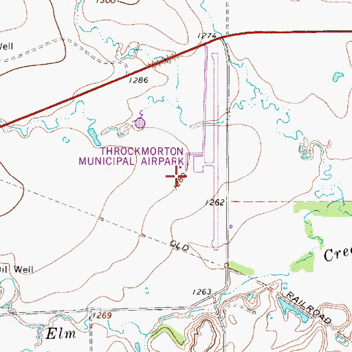 Topographic Map of Throckmorton Municipal Airport, TX