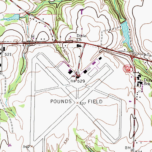 Topographic Map of Tyler Pounds Regional Airport, TX