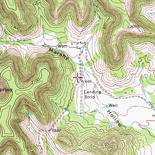 Topographic Map of Foster Ranch Airport, TX